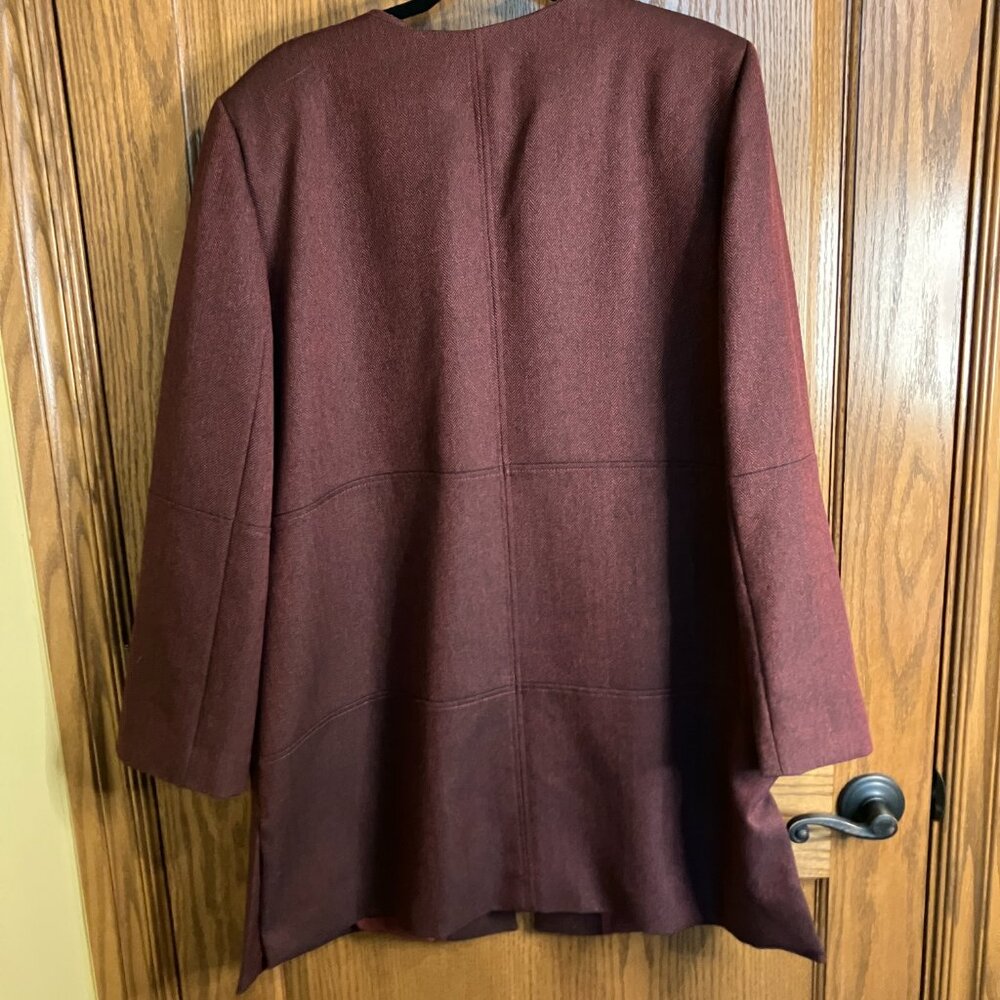 Preston & York Burgundy & Black Chevron Long Blazer/Jacket Size 18 - Picture 2 of 4